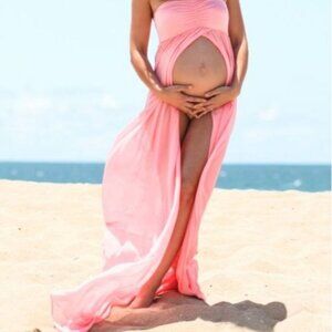 Pinkblush maternity maxi dress Pink Strapless Open Photoshoot Size XL New